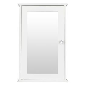 Single Door Mirror Indoor Bathroom Wall Mounted Cabinet Shelf White (Option: 07641497)