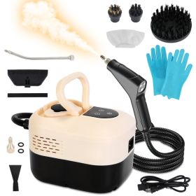 1500W Handheld High Temperature And Pressure Steamer Cleaner With 1200ML Tank 8 Accessories 6 Steam Levels Digital Display Handle Control For Dir (Option: Beige)