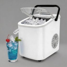Portable Countertop Ice Maker  Compact, Self-Cleaning, With Handle  Fast Ice Production  Electric Ice Maker For Home Kitchens, Bars, Camping, And (Option: White)