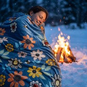 1PC Soft Fleece Throw Blanket, Lightweight Warm Plush Blanket For Camping Sofa Bedroom (Option: Blue-84x90 inch)