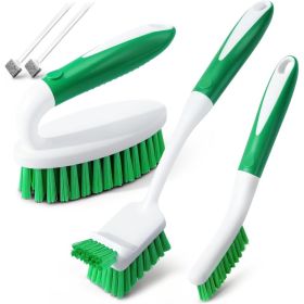 5 Pack Cleaning Scrub Brushes, Kitchen & Floor Cleaning Brushes, Durable Handheld Brush Set For Tile, Grout, Sink & Home (Option: Green)