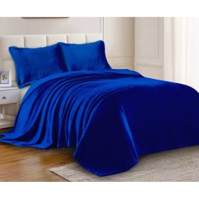 Heavyweight Crystal Velvet Blanket, 71" x 87" Ultra Soft Plush Bed Throw for Couch & Sofa, Reversible Sherpa Fleece & Double-Sided Warm Velvet Bl (Option: Royal Blue-QUEEN)