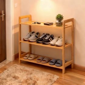 3-layer Flat Bamboo Shoe Rack 68X25X51.5 Cm Natural Wood Color (Option: defaulttitle)