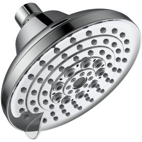 6 Spray Settings High Pressure Shower Head 5" Rain Fixed Showerhead - Chrome Adjustable Shower Head with Anti-Clogging Nozzles[Unable ship on wee (Option: 26918712)