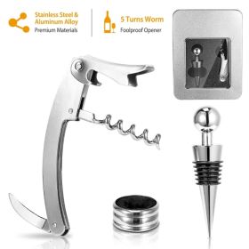 Wine Opener Kit, 3-in-1 Wing Corkscrew with Foil Cutter, Wine Preservation Stopper and Drip Ring, Comes with Storage Gift Case (Option: AS  PIC)