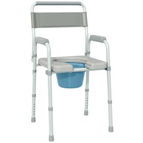 Bedside Commode Chair for Seniors, Adults, Handicap, Raised Toilet Seat with Arm, Adjustable Height, 331 lbs, Gray (Option: Gray-690x175x520 mm)