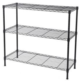 3-Tier Heavy Duty Adjustable Shelving Unit Black (Option: Black)