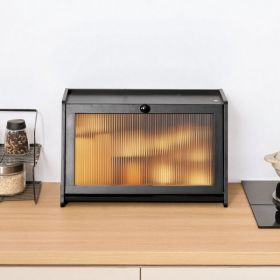 Bread Box For Kitchen Counter Large Capacity Bamboo Storage Container Black (Option: Black)