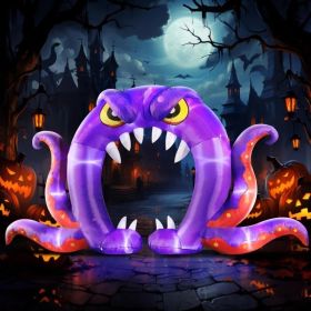 12FT Halloween Inflatables Decoration Giant Ghost With 3-Colored Flame Rotation LED Light Spooky Halloween Decorations Outdoor Blow Up Yard Decor (Option: PurpleOctopusArchway)
