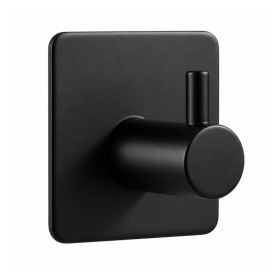 2pcs Adhesive Towel Hook, Stainless Steel Square Wall Hook For Bathroom, No Drill Robe Towel Hanger For Smooth Hard Surfaces (Option: Black-2pcs)