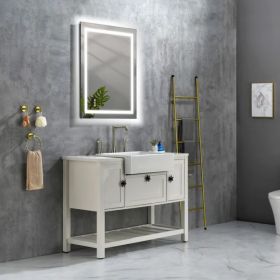 40x30 Inch LED Bathroom Mirror with Frontlit and Backlit, Wall Mounted Vanity Mirror with Smart Touch Button, Anti-Fog, Memory Function, 3 Colors (Option: As picture)