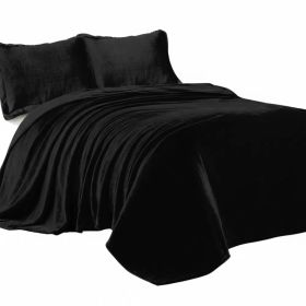 Heavyweight Crystal Velvet Blanket, 71" x 87" Ultra Soft Plush Bed Throw for Couch & Sofa, Reversible Sherpa Fleece & Double-Sided Warm Velvet Bl (Option: Pearl Black-QUEEN)