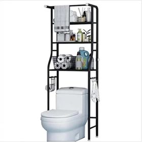 Over The ToiletStorageRack, 3 Tier Freestanding Bathroom Organizer Shelf, Anti-Rust Metal Space Saving Laundry & ToiletStorageRack, Black (Option: default title)