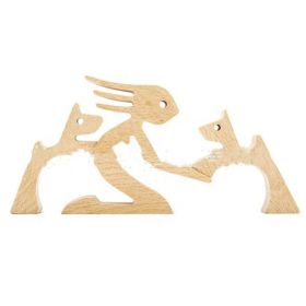 DIY Figurine Wood Dog Ornament Sculpture Home Decoration A Man A Dog Wood Sculpture Christmas Gifts Model Decor (Option: 1style)
