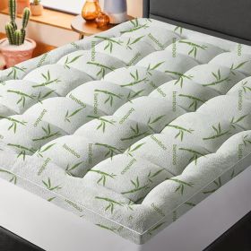 Cool Bamboo Mattress Topper  Super Thick Breathable Bamboo Fiber  Microfiber Fill  8 21 Deep Pocket  Quilted Design  For Home Hotel Dorm  Machine (Option: White 59.8X79.9in)