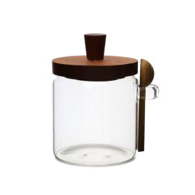 1 Pcs 15 OZ Glass Coffee Jars With Spoons, Candy Jars, Biscuit Jars, Storage Jars, Tea Jars, Snack Jars, Seasoning Jars, Salt Jars, Pepper Jars (Option: 15 OZ)