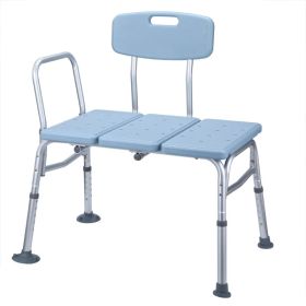 Medical Bathroom Safety Shower Tub Aluminium Alloy Bath Chair Transfer Bench with Back & Handle Blue (Option: As picture)
