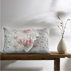 2pcs Rose Palace Style Bedroom Satin Print Soft And Skin Friendly Pillowcase (Option: 102x50cm-Pink)
