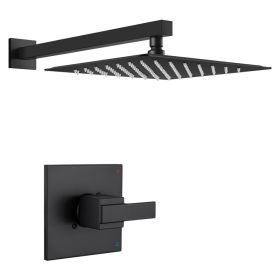 ‌12" Matte Black Rainfall Shower Faucet (Valve/Cartridge/Tub Spout Not Included) (Option: 54722825)