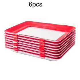 Disposable Red Plastic Food Tray Thickened Rectangular Serving Tray Waterproof And Oil-Resistant Suitable For Fruit, Vegetables, Meat, Supermarke (Option: 6 pcs)