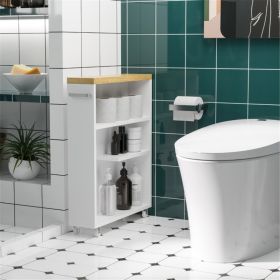 White Slim Rolling Bathroom Cabinet (Option: 85535509)