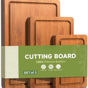 3 Piece Carbonized Bamboo Cutting Board Set, Deep Carbonized Chopping Boards For Kitchen Food Preparation And Meal Prep (Option: Carbonized)