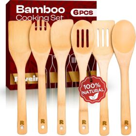 6-Piece Bamboo Cooking Utensil Set, Wooden Spoons And Spatulas, Durable Kitchen Tools For Cooking, Home Essentials (Option: Bamboo Natural)
