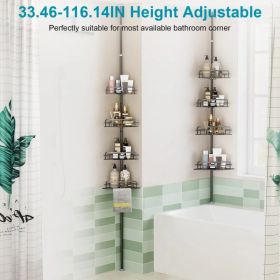 Corner Shower Caddy Tension Pole, Quick Setup, Rust-Free Bathroom Shower Organizer Corner for Bathtub Shampoo Storage, 4-Tier Adjustable Shelf, D (Option: As pic)