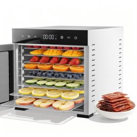 Dehydrator, Power 600 Watts, Drying Area 6.5 Square Feet, Temperature Range 95 - 165 F, Suitable For Household And Snack Processing Use (Option: Silver)