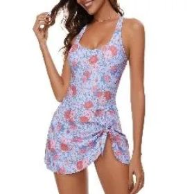 One Piece Swimdress Swimsuits For Women With Skirt Tummy Control Swim Dresses Bathing Suit Swimwear (Option: L)