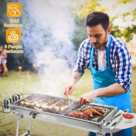 Foldable BBQ Grill Portable Charcoal Barbeque Grill Stainless Steel BBQ Grill For Picnic Camping Backyard Cooking (Option: Silver)