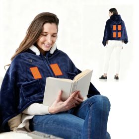 Wearable Heated Blanket - 8 Heating Zones, 3 Temperature Levels, Soft Double-Layer Flannel (59x31in), USB Power Bank Compatible, Machine Washable (Option: Blue)