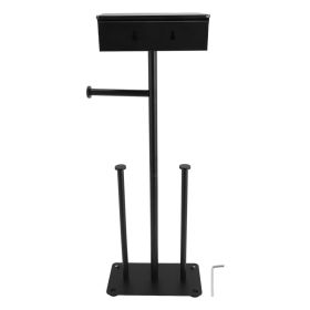 Freestanding Toilet Paper Holder Stand Stainless Steel Anti Slip Suction Cups Standing Toilet Roll Holder Black (Option: Default)