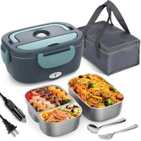 Banned For Amazon Electric Lunch Box Food Heater, 90W Portable Warmer For Car Truck Work With 304 Stainless Steel Container, Green Heated Lunch B (Option: A)