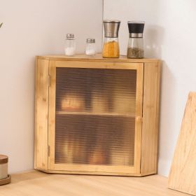 Corner Bread Box For Kitchen Counter Double Layer Bamboo Storage Container (Option: Natural)