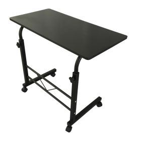 60cm Adjustable Tray Table Rolling Sofa Side Snack Table With Wheels Portable C-Shape Dinner Tray Tables Mobile Wooden Laptop Desk Beside Couch B (Option: Black)
