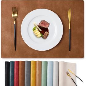 Faux Leather Placemats 6 PCS, Reddish Brown Vinyl Dining Table Mats For Kitchen, Dining Room And Home Table Decor (Option: MULTI)