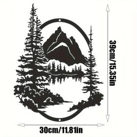 CIFbuy Large Black Metal Mountain Pine Tree Silhouette Wall Art, Rustproof Nature-Inspired Gothic Farmhouse Sculpture, Farmhouse Sculpture, for L (Option: 15407926)