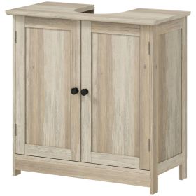 Bathroom Vanity Cabinet, Under Sink Bathroom Cabinet with 2 Doors and Adjustable Shelf, Weathered Gray Oak (Option: Weathered Gray Oak-730x360x130 mm)