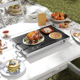 Food Warmer with Adjustable Temperature, Electric Warming Tray with Cool-Touch Handles for Parties, Buffets, Black (Option: Black-705x100x445 mm)