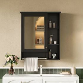 3-in-1 Bathroom Mirror Cabinet, 24-inch Wall Mounted Medicine Cabinet With Adjustable Shelf & Tower Bar, High-Definition Mirror With Storage For (Option: defaulttitle)