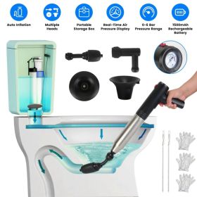Electric Toilet Plunger High Pressure Air Plunger Air Drain Blaster Drain Clog Remover with Real Time Pressure Display for Toilets Bathroom Floor (Option: As pic)