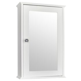 Single Door Mirror Indoor Bathroom Wall Mounted Cabinet Shelf White (Option: 70036911)