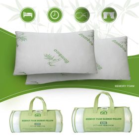 2 pack Bamboo Memory Foam Pillow Hypoallergenic Bed Pillow For Head Neck Rest Sleeping Shredded Pillow Washable Cover Queen Size Pillow (Option: As picture)