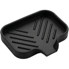 Silicone Soap Dish With Drain Spout, Self Draining Sink Organizer Tray For Bathroom Kitchen, Sponges And Soap, Black (Option: Black)