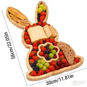 Creative Unvarnished Wooden Cartoon Christmas Tray For Home Desktop (Option: Flower Rabbit)