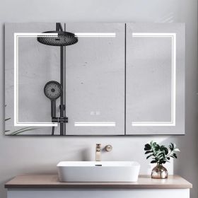 [] LED Bathroom Wall Cabinet, 3 Door Bathroom Mirror Cabinet, white (Option: As picture)