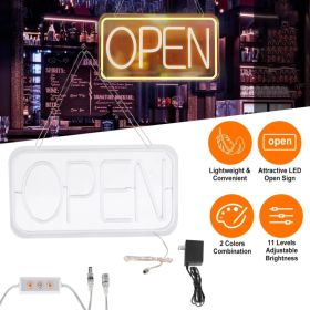 LED Neon Open Sign, Dimmable Business Store Front Light Sign with Controller & Hanging Chain, DualColor Lighting for Cafe, Restaurant, Salon Indo (Option: default title)