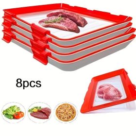 Disposable Red Plastic Food Tray Thickened Rectangular Serving Tray Waterproof And Oil-Resistant Suitable For Fruit, Vegetables, Meat, Supermarke (Option: 8 pcs)