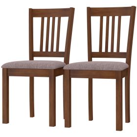 Dining Chairs Set of 2 Linen Upholstered Kitchen Chairs with Rubberwood Legs for Dining Room Living Room Walnut Taupe (Option: Brown and Light Brown-952x450x242 mm)